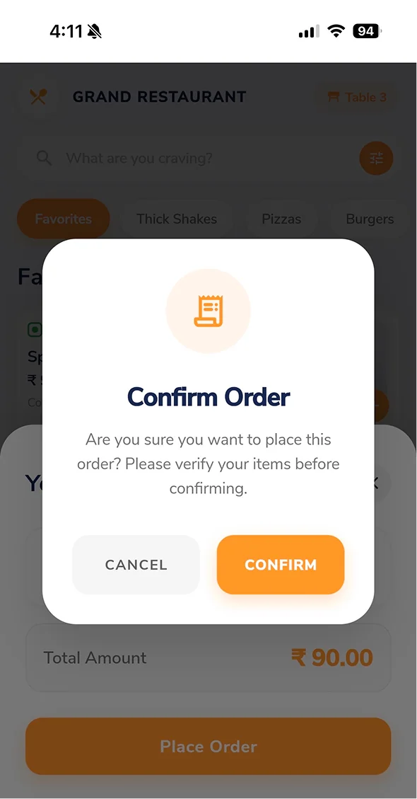 StayNexa QR Menu on smartphone displaying high-res dishes and instant order button